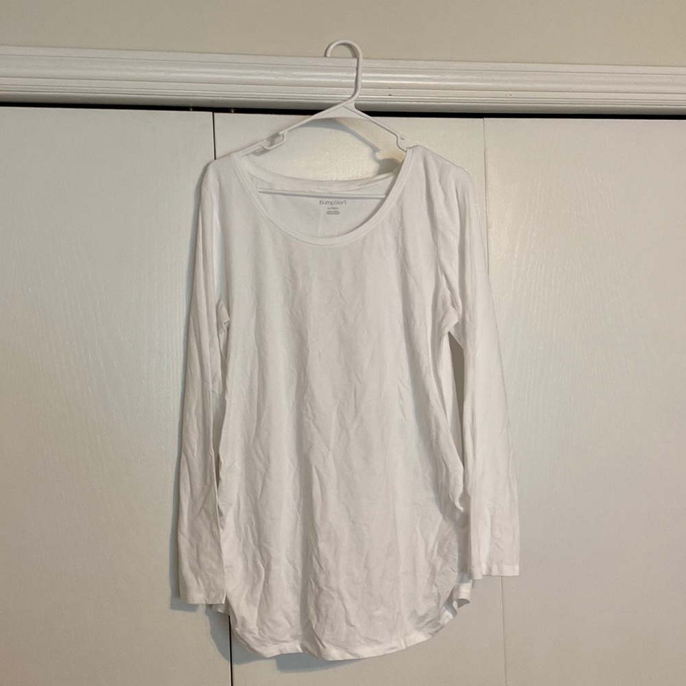 Bumpstart Maternity Basic White Long Sleeve tee